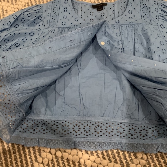 J. Crew Blue Eyelet Blouse - Picture 8 of 8